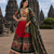 Red Dola Silk Blend Patola Navratri Lehenga with Bottle Green Dupatta