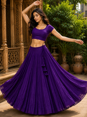 Purple Heavy Rayon Cotton Navratri Chaniya with Blouse 3