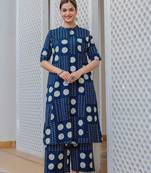 Blue pure cotton kurti palazzo set