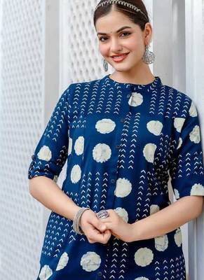Blue pure cotton kurti palazzo set 3