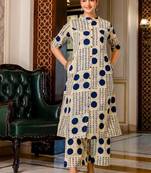 Cream pure cotton kurti palazzo set