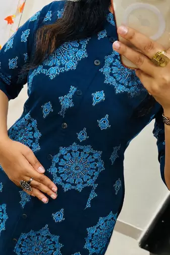 Blue pure cotton kurti palazzo set