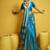 Sky blue pure satin handloom weaving silk blend festival wear saree