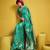 Turquoise pure satin handloom weaving silk blend festival wear saree