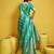Turquoise pure satin handloom weaving silk blend festival wear saree