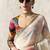 Off white fancy glass tissue organza saree with sequins & dhaga embroidery work designer saree