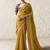 Mustard fancy glass tissue organza saree with sequins & dhaga embroidery work designer saree