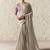 Beige fancy glass tissue organza saree with sequins & dhaga embroidery work designer saree