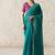 Aqua fancy glass tissue organza saree with sequins & dhaga embroidery work designer saree