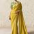 Lemon fancy glass tissue organza saree with sequins & dhaga embroidery work designer saree