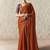 Rust fancy glass tissue organza saree with sequins & dhaga embroidery work designer saree