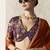 Rust fancy glass tissue organza saree with sequins & dhaga embroidery work designer saree