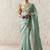 Light turquoise fancy glass tissue organza saree with sequins & dhaga embroidery work designer saree