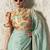 Light turquoise fancy glass tissue organza saree with sequins & dhaga embroidery work designer saree