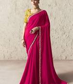 Ruby fancy glass tissue organza saree with sequins & dhaga embroidery work designer saree