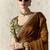 Brown fancy glass tissue organza saree with sequins & dhaga embroidery work designer saree