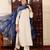 Cream chanderi silk v neck kurta pant set with printed blue dupatta | readymade suit