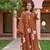Brown muslin silk v neck kurta pant set with printed dupatta | readymade suit