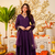 Purple viscose chanderi silk embroidery kurta pant set with organza dupatta