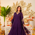 Purple viscose chanderi silk embroidery kurta pant set with organza dupatta