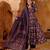 Purple rayon silk floral printed kurta pant set with printed chanderi dupatta