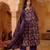 Purple rayon silk floral printed kurta pant set with printed chanderi dupatta