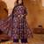 Purple rayon silk floral printed kurta pant set with printed chanderi dupatta