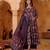 Purple rayon silk floral printed kurta pant set with printed chanderi dupatta