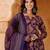 Purple rayon silk floral printed kurta pant set with printed chanderi dupatta