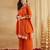 Orange vichitra silk embroidery kurta pant set with embroidered silk dupatta