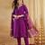 Purple viscose rayon silk embroidery kurta pant set with jacquard chanderi dupatta