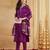 Purple viscose rayon silk embroidery kurta pant set with jacquard chanderi dupatta