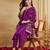 Purple viscose rayon silk embroidery kurta pant set with jacquard chanderi dupatta