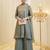 Grey fandy silk embroidery kurta sharara set with fandy silk dupatta