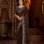 Beige color satin silk saree with maroon blouse heavy embroidered work