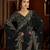 Black satin silk saree with heavy embroidered work