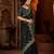 Black satin silk saree with heavy embroidered work