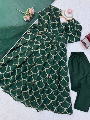 green  silk blend thread with sequence anarkali suit 5