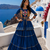 Navy Blue Pure Cotton Gamthi Work Navratri Lehenga Choli with Koti