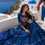 Navy Blue Pure Cotton Gamthi Work Navratri Lehenga Choli with Koti