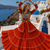 Orange Pure Cotton Gamthi Work Navratri Lehenga Choli with Koti