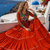 Orange Pure Cotton Gamthi Work Navratri Lehenga Choli with Koti