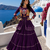 Purple Pure Cotton Gamthi Work Navratri Lehenga Choli with Koti