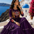 Purple Pure Cotton Gamthi Work Navratri Lehenga Choli with Koti