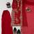 red  silk blend thread with sequence plazzo suit