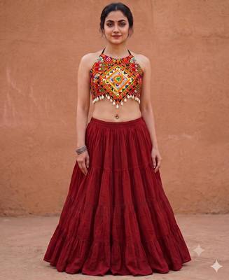 brown rayon plain lehenga choli 1