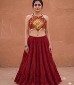 brown rayon plain lehenga choli