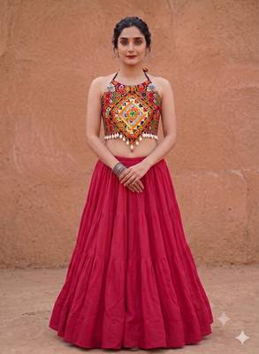 magenta rayon plain lehenga choli 1
