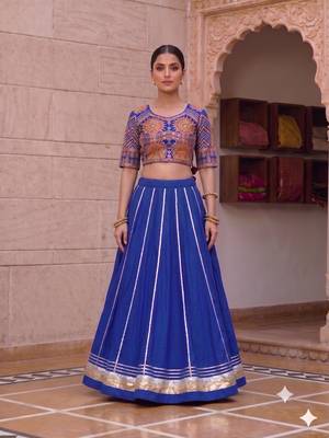 royal blue rayon plain lehenga choli 1