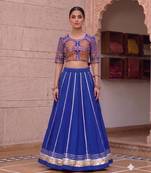 royal blue rayon plain lehenga choli